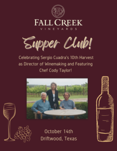 Fall Creek Vineyards, Supper Club Flyer